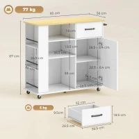 HOMCOM Mobile Cucina con Cassetto, Armadietto e Ripiano Regolabile, Bianco(m-3)