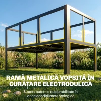 Outsunny Set Mobilier de Grădină 3 Piese cu Colțar 4 Locuri și Măsuță, Metal și Poliester Gri(m-8)