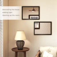 HOMCOM Wall Bathroom Mirror, 30 x 40 cm Wall-Mounted Mirror for Living Room, Bedroom, Hallway, Set of 2, Black(m-4)