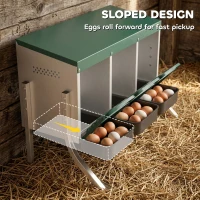 PawHut Legnest voor kippen, afrollend nest met ventilatieopeningen, 3 compartimenten, kippennest voor 3 kippen, 85 x 54,6 x 61 cm, zilver(m-5)