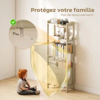 HOMCOM Bibliothèque haute, meuble de rangement avec 4 étagères ouvertes et 2 tiroirs cannelés, 60 x 30 x 160 cm, bois naturel(m-7)