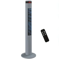 HOMCOM Oscillating Tower Fan Remote Control 3 Speed Modes Cooling Machine, Grey(m-10)