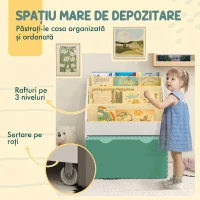 AIYAPLAY Bibliotecă pentru Copii 3-8 Ani cu 3 Rafturi și Sertar Inferior, din MDF, 62,5x30x70 cm, Verde(m-4)