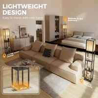 HOMCOM Floor Lamp with Shelves, 3 Layer Column Modern Standing Lamp for Living Room, Bedroom, Office, Black(m-9)