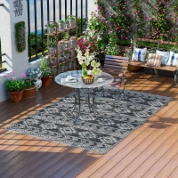Outsunny Alfombra de Exterior Reversible 182x274 cm Impermeable Anti-UV para Viajes en Autocaravana Negro y Gris(m-10)