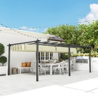 Outsunny Pergola rétractable 3,5 x 6 m pergola pour terrasse structure en aluminium + toile polyester - beige(m-10)