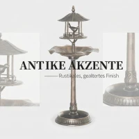 Outsunny Baie pentru păsări, adăpătoare și ghiveci 3 în 1 dim. Ø 50 x 113H cm polipropilenă bronz antic(m-7)