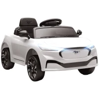 AIYAPLAY Voiture électrique enfant Ford Mustang Mach-E sous licence officielle 12 V télécommande 2,4 G 2 moteurs 92x55x44cm blanc(m-11)