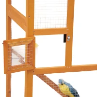 PawHut Cotet pentru Păsări Exterior din Lemn cu 2 Uși și Tava Extensibilă 68×63×165 cm(m-10)