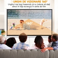 HOMCOM Ecran Proiector 84 Inch cu Trepied Reglabil, din Plastic și Metal, 200x8x118 cm, Alb(m-8)