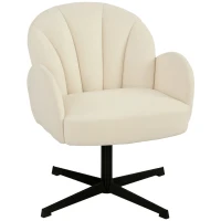 HOMCOM Sillón giratorio de salón sillón auxiliar acolchado en terciopelo respaldo en forma de concha cojín con muelles beige(m-7)