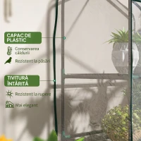 Outsunny Sera pentru Balcon cu 3 Niveluri și Ușă Rulabilă, Sera pentru Grădină cu Structură din Oțel și Acoperire PVC, pentru Plante, Legume, Flori, Fructe, 59x39x127 cm, Transparentă(m-4)