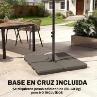 Outsunny Sombrilla Excéntrica para Jardín Grande Apertura con Manivela Poste de Metal y Base Cruzada 294x193x250 cm Beige(m-7)