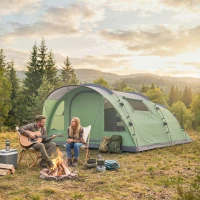 Outsunny Tente de camping pour 5 personnes, tente tunnel familiale légère ventilée étanche 3 000 mm montage facile, vert(m-10)