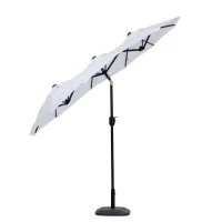 Outsunny Umbrela de soare de gradina basculabila dubla cu deschidere cu manivela, copertina cu orificii cu ventilatie si 12 nervuri, 295x152x222cm, alb(m-23)