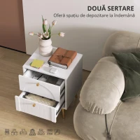 HOMCOM Lot de 2 noptiere cu 2 sertare și picioare din oțel pentru cameră de zi, dormitor - 40 x 35 x 50 cm, alb(m-4)