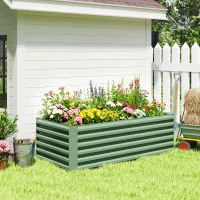 Outsunny Jardinière surélevée en acier galvanisé, lit de jardin avec fond ouvert, 180 x 90 x 57,5 cm, vert clair(m-8)