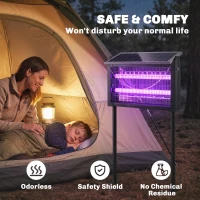 Outsunny Solar Bug Zapper Outdoor, 3500 V Electric Mosquito Fly Zapper with 4.3 m Cord, Dusk-to-Dawn Control, Black(m-8)