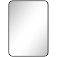 HOMCOM Miroir de Salle de Bain avec Cadre en Métal et Crochet, 50x2,5x70 cm, Noir(m-7)