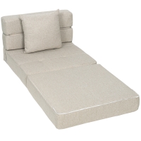 HOMCOM Chauffeuse canapé-lit convertible fauteuil 1 place avec 1 coussin déhoussable, tissu beige