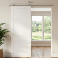 HOMCOM Sliding Door Hardware Kit Smooth Quiet 304 Stainless Steel for 200cm Track Sliver Tone(m-3)