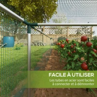 Outsunny Serre de jardin serre à tomates filet protection porte zippée enroulable HDPE, dim. 125L x 373l x 62,5H cm(m-5)
