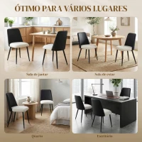 HOMCOM Conjunto de 2 Cadeiras de Cozinha com Encosto em PU Pernas de Aço e Assento Acolchoado 47,5x57x84 cm Preto e Bege(m-7)