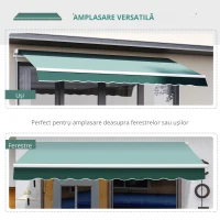 Outsunny Perdea de Soare Rulanta Manuala de Perete Tesatura de Poliester 2.5 × 2m Verde(m-7)