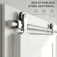 HOMCOM Sliding Door Hardware Kit Smooth Quiet 304 Stainless Steel for 180cm Track Sliver Tone(m-4)