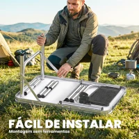 Outsunny Mesa Dobrável de Campismo 60x40x60 cm com Altura Ajustável em 4 Níveis Rede de Armazenamento Estrutura de Alumínio Preto(m-8)