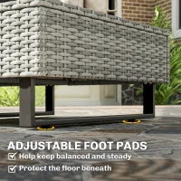 Outsunny 5 Seater Rattan Garden Furniture Set, L Shaped Garden Corner Sofa, Adjustable Back, Faux Wood Tables, Grey(m-9)