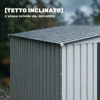Outsunny Capanno Attrezzi in Metallo 1.5x2m con Base, Porta Scorrevole e Tetto Inclinato, Bianco(m-7)
