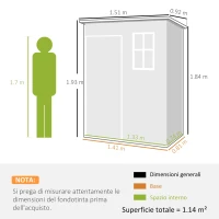 Outsunny Casetta da Giardino Porta Attrezzi con Porta Bloccabile, Finestra e Presa d'Aria, Grigio(m-3)