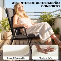 Outsunny Conjunto de 4 Almofadas para Cadeiras de Jardim Impermeáveis e Antiderrapantes com Encosto e Fitas 112x53 cm Cinzento Escuro(m-4)