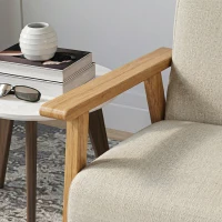 HOMCOM Canapea 3 locuri 115 cm canapea scandinavă cu spătar capitonat, șezut căptușit și cotiere, bej(m-5)