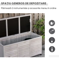 Outsunny Banca Lemn Gri 127×56×60 cm – Cu Spatiu de Depozitare(m-4)