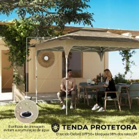 Outsunny Tenda Dobrável 3,5x3,5 m Pop-up com Altura Ajustável 3 Níveis Duplo Telhado Fecho Central e Saco UPF50+ Caqui(m-4)