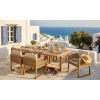 Ensemble repas de jardin CUBO - Table rectangulaire + 6 fauteuils - Structure en acier thermolaqué - 6 places - Bocarnea(m-2)
