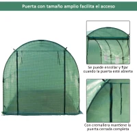 Outsunny Invernadero de Jardín Huerto Tipo Túnel 6 Ventanas Cultivos Plantas y Verduras Cubierta PE 140g/㎡ Impermeable 4x2x1.9m Acero(m-8)