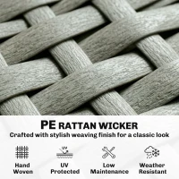 Outsunny 5 Seater Rattan Garden Furniture Set, L Shaped Garden Corner Sofa, Adjustable Back, Faux Wood Tables, Grey(m-7)