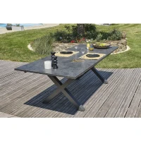 Table de jardin - Gris anthracite - Aluminium / céramique sur verre - 180/240 x 100 cm - Floride(m-3)