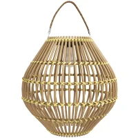 Outsunny Lampa solarna, rattanowa lampa ogrodowa, wodoszczelna lampa solarna z czujnikiem światła, lampa ogrodowa LED z konstrukcją bębna, na taras, balkon, stal, żółta(m-10)