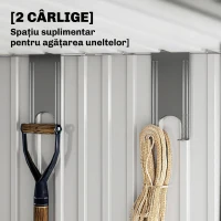 Outsunny Căsuță de Grădină pentru Unelte cu 4 Ferestre și 2 Cârlige, din Oțel Zincat, 195x122x181.5 cm, Gri(m-4)