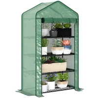 Outsunny Serre de Jardin Balcon étagère Serre 4 Niveaux 90L x 49l x 160H cm Acier galvanisé bâche Amovible PE Haute densité Vert(m-11)
