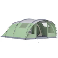 Outsunny Tente de camping pour 5 personnes, tente tunnel familiale légère ventilée étanche 3 000 mm montage facile, vert(m-12)