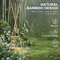 HOMCOM Albero Porta Abiti con 9 Ganci e 2 Ripiani, Naturale(m-7)