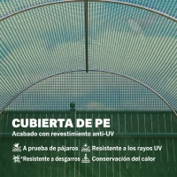 Outsunny Invernadero de Jardín Huerto Tipo Túnel 6 Ventanas Cultivos Plantas y Verduras Cubierta PE 140g/㎡ Impermeable 4x2x1.9m Acero(m-4)
