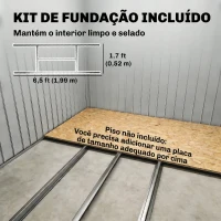 Outsunny Abrigo de Jardim 213x130x172 cm Abrigo de Exterior de Aço Galvanizado com Porta Corredeira para Armazenamento Cinza Claro(m-6)