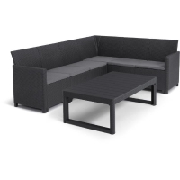Salon de jardin avec table basse 2 en 1 - en résine - Allibert by KETER - 6 personnes - SanRemo - Gris graphite