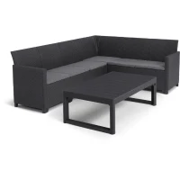 Salon de jardin avec table basse 2 en 1 - en résine - Allibert by KETER - 6 personnes - SanRemo - Gris graphite(m-1)
